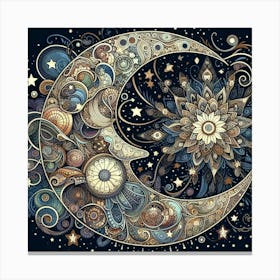 Moon And Stars 12 Canvas Print