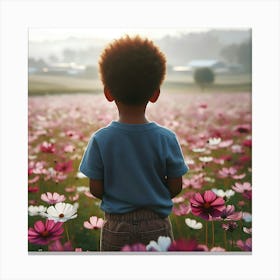 Boy In The Flower Field Canvas Print