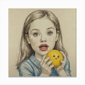 Girl With An Orange 1 Canvas Print