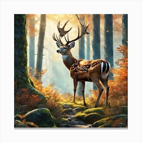 Deer In The Forest 157 Canvas Print