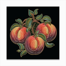 Dark Vintage Line Art of Peaches Plant Canvas Print