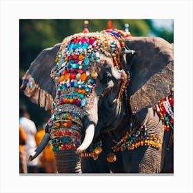 Elephant With Beads Canvas Print