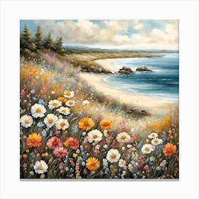 Wildflowers By The Sea Canvas Print