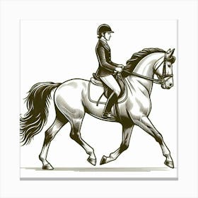 Line Art rider on horse 1 Canvas Print