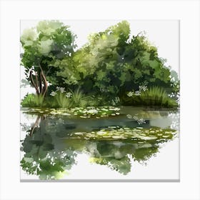 Springtime-Duck-Pond-Clipart.24 Canvas Print