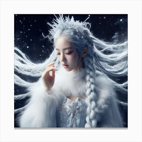 Chinese Girl In Snow Canvas Print