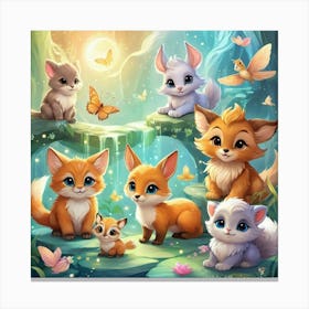 Cute wall decor of Squirrels and Foxes Canvas Print