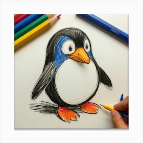 Penguin Drawing 4 Canvas Print