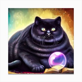 Black Cat With Magic Ball Canvas Print