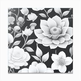 Black And White Flowers 7 Canvas Print