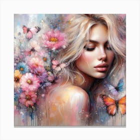 Beautiful Woman With Butterflies Canvas Print