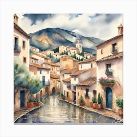 Rainy Day in a Village Canvas Print