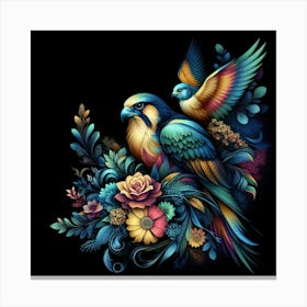Eagles And Flowers 1 Canvas Print