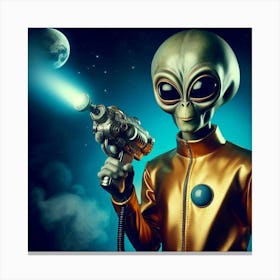 Alien With A Gun Canvas Print