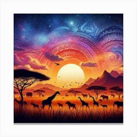 African Sunset Wall Art Print Canvas Print