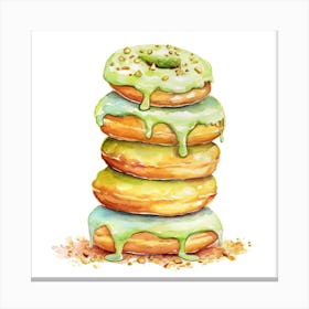 Stack Of Pistachio Donuts 1 Canvas Print