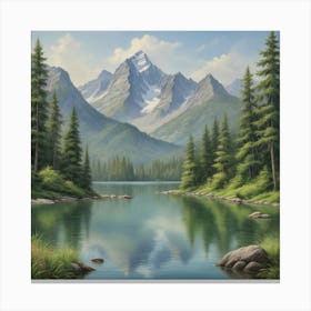 Mountain Lake art print 3 Canvas Print