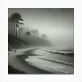 Fog On The Beach Canvas Print