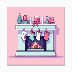 Christmas Fireplace 5 Canvas Print