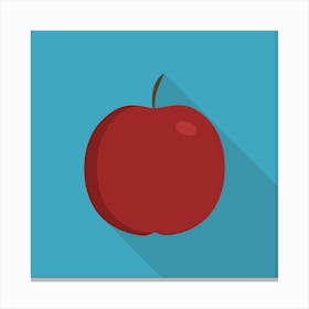 Red Apple Icon In Flat Long Shadow Design Canvas Print