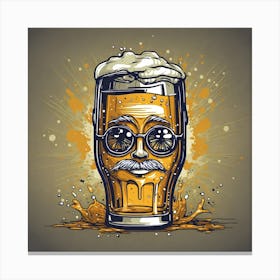 Beer Glass With A Mustache Canvas Print