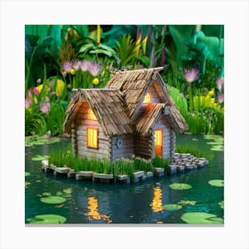 House On A Pond 1 Canvas Print