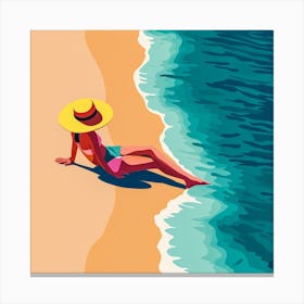 Woman Enjoying The Sun At The Beach 16 Canvas Print