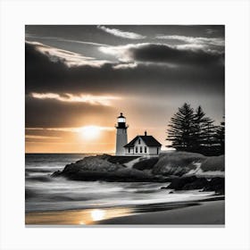 Lighthouse At Sunset 43 Canvas Print