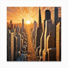 San Fransisco, USA Cubism Style Canvas Print