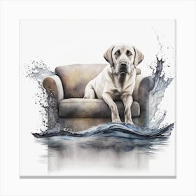 Dog Sitting On A Couch Canvas Print