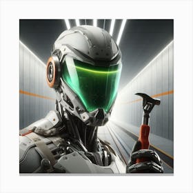 Robot With Hammer Canvas Print