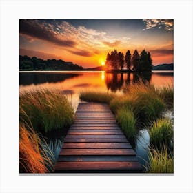 Sunset At The Lake 6 Canvas Print