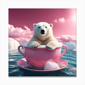 Polar Bear In A Teacup art print Canvas Print