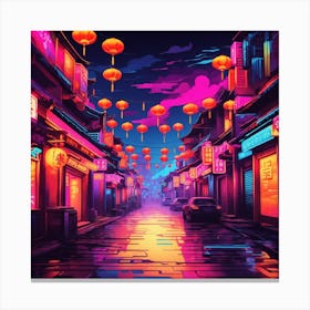 China Town, Neon Print Canvas Print