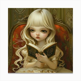 Little Girl Reading A Book 2 Canvas Print