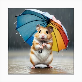 Hamster In The Rain 8 Canvas Print