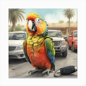 Parrot In The Parking Lot Canvas Print