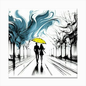 Silhouette of a woman and a man 2 Canvas Print