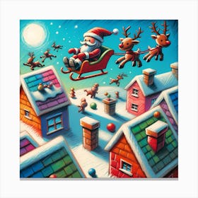 Super Kids Creativity:Santa Claus Flying Canvas Print