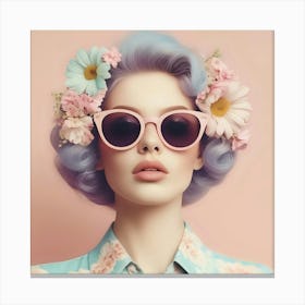 Woman With Purple Hair And Sunglasses Canvas Print