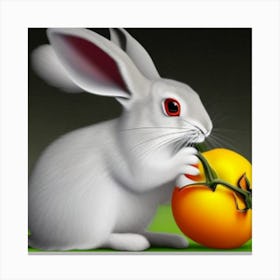 White Rabbit With Orange Canvas Print