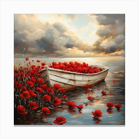 Poppies In A Boat 2 Canvas Print