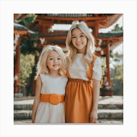 Two Girls In A Pagoda Canvas Print