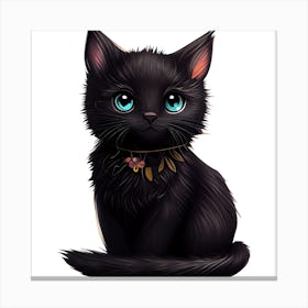 Cute Black Cat Canvas Print