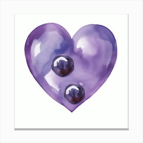 Watercolor Purple Heart Canvas Print