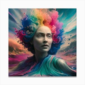 Woman With Colorful Hair 1 Canvas Print