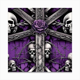 Cross Of Skulls And Roses Canvas Print