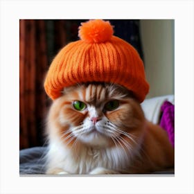 Orange Cat In Hat Canvas Print
