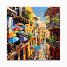 Umbrellas In The Rain Canvas Print