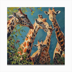 Acrylic Painting Inspired Giraffes Canvas Print